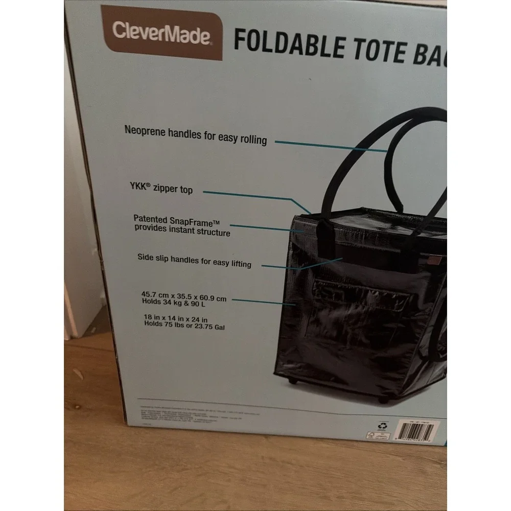 CleverMade Foldable Rolling Tote Bag on Wheels 90L Heavy Duty Laundry Hauler